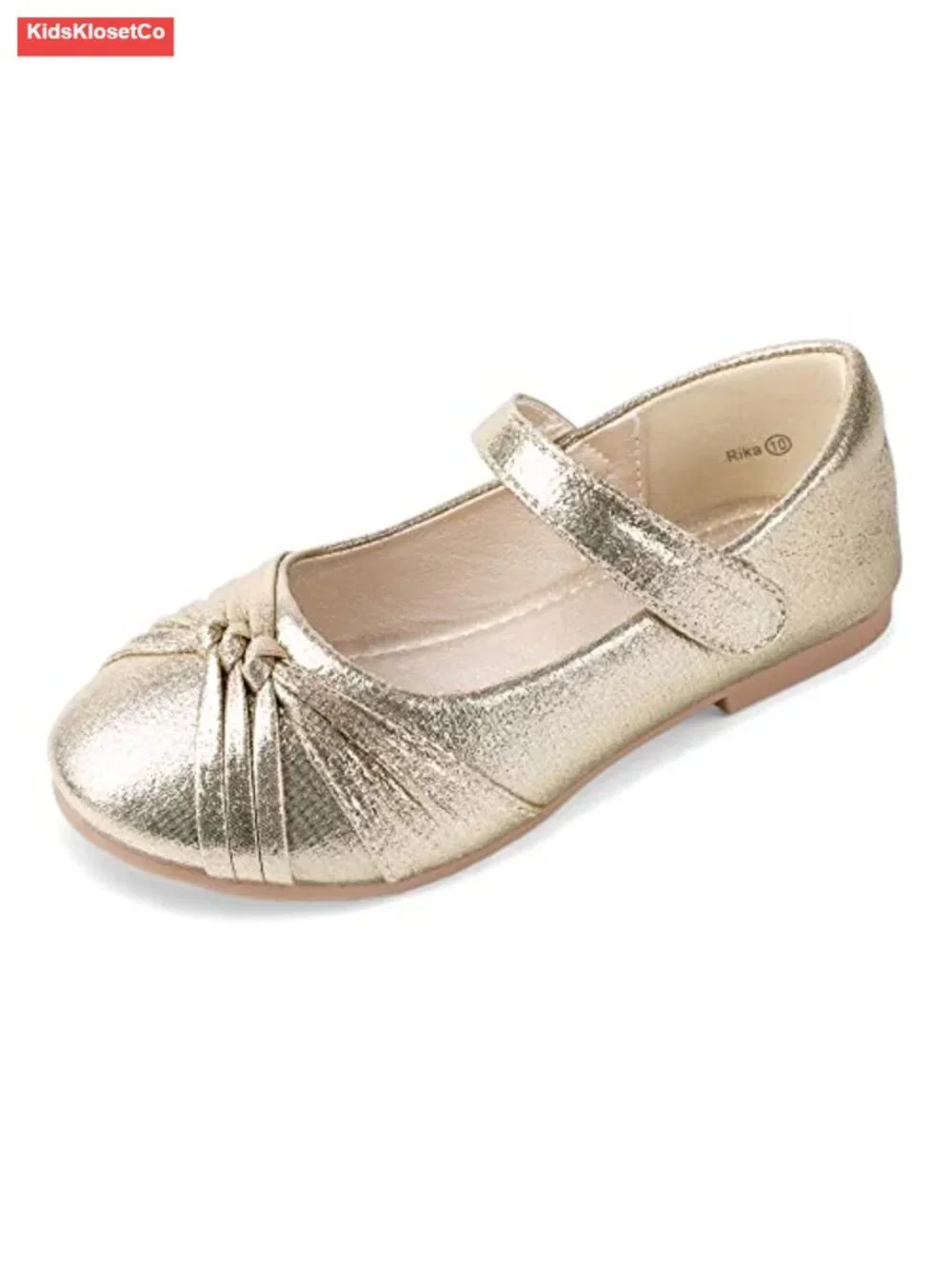 Flower Girl Mary Jane Ballet Flats, Round Toe Hook & Loop, Non-Slip Rubber Sole